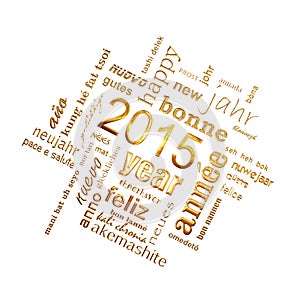 2015 new year multilingual word cloud square greeting card