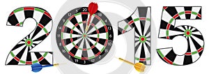 2015 New Year Number Outline Dartboard Vector Illustration