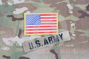 2015. US ARMY branch tape with flag patch on uniform