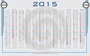 2015 Wall Calendar Vector