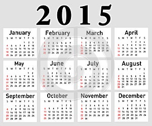 2015 year vector calendar