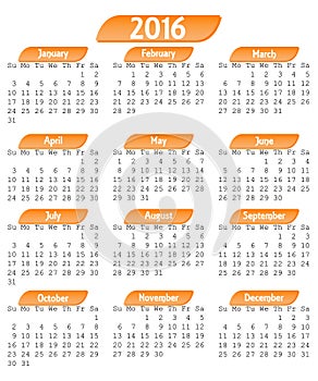 2016 Calendar