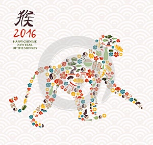 2016 chinese new year monkey china icon ape