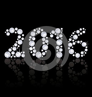 2016 Diamonds numbers with reflection. Happy New Year.