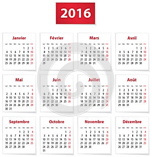 2016 French calendar