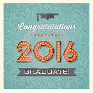 2016 graduation card with marquee lighted numbers