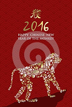 2016 happy chinese new year monkey china ape icon