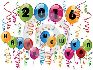 2016 Happy new year colorful balloons