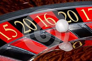 2016 New Year casino roulette wheel red sector sixteen 16