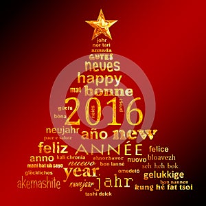 2016 new year multilingual text word cloud greeting card