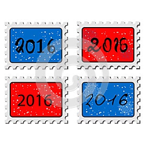 2016. New year stamps. Illustration of a stamp icons with a 2016 sign.