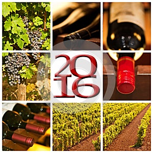 2016 red wine square photos collage card