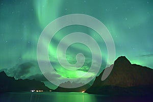 2016 September. Northern Lights aurora borealis from Lofoten, Norway