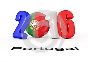 2016 with soccer ball.Portugal flag