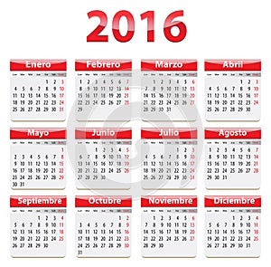 2016 Spanish calendar