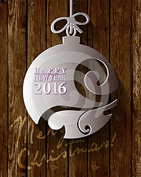 2016 White Paper Origami Happy New Year card