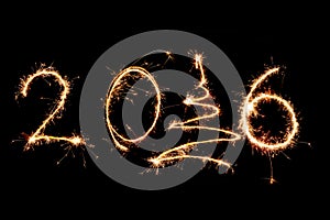 2016 written with fireworks as a background