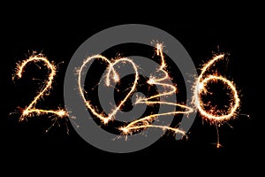 2016 written with fireworks as a background