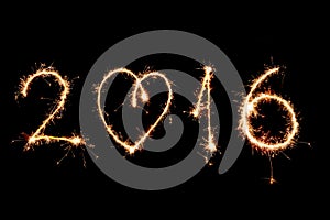 2016 written with fireworks as a background