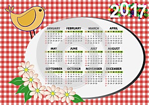 2017 bird calendar