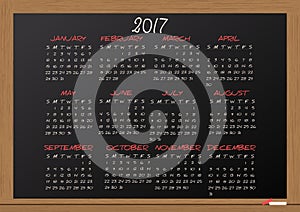 2017 calendar chalkboard