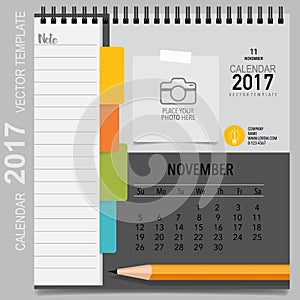 2017 Calendar planner vector design, monthly calendar template