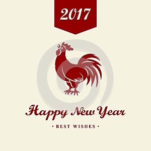 2017 Chinese New Year of the Rooster. Silhouette of red cock. The zodiac symbol. Elements for design greeting card and