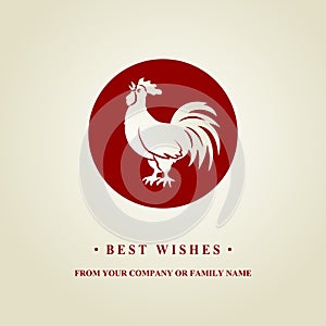 2017 Chinese New Year of the Rooster. Silhouette of red cock. The zodiac symbol. Elements for design greeting card and