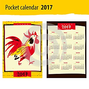 2017 Chinese New Year of the Rooster. Vector Illustration. Template for Greeting , Congratulations, Invitations.