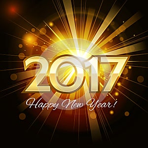 2017 Happy New Year golden background