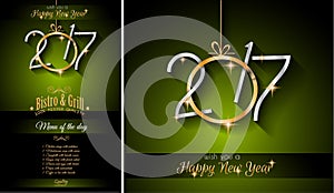 2017 Happy New Year Restaurant Menu Template Background