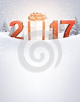 2017 New Year background with gift.