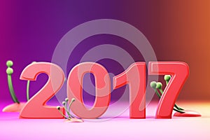 2017 new year figures on gradient background