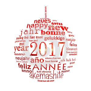 2017 new year multilingual text word cloud greeting card