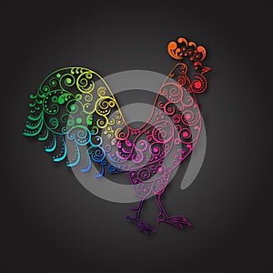 2017 new year symbol, colorful rooster,