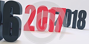 2017 red numbers on blurred background dark figures of 2016 and 2018