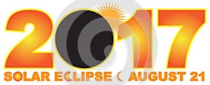 2017 Solar Eclipse Numeral Text vector Illustration