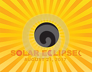 2017 Total Solar Eclipse Sun Rays Background vector Illustration