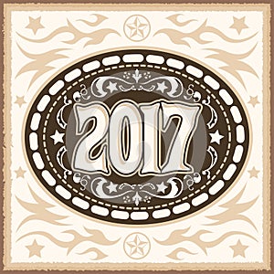 2017 western cowboy belt buckle vector illustration