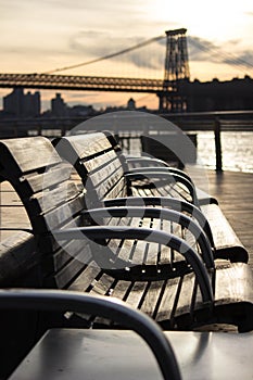 2017 Winter landscape-Williamsburg Bridge at sunset