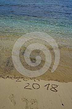 2018 and 2017 year on the sand beach