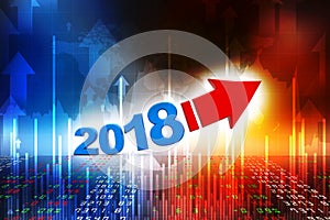 2018 with Business Graph, Business Success Concept. 3d render