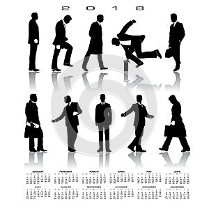 A 2018 calendar with 10 businessmen silhouettes