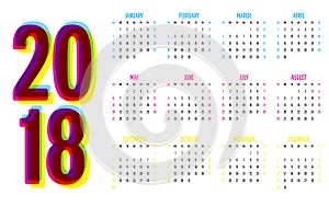 2018 Calendar Design Template Vector Illustration