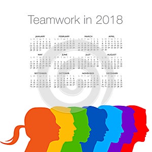 2018 Calendar with a diverse group of people