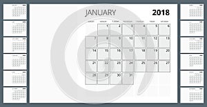 2018 calendar. Print Template. Week Starts Sunday. Portrait Orientation. Set of 12 Months. Planner for 2018 Year.