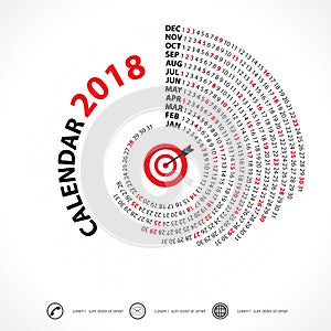 2018 Calendar Template.Spiral calendar.Calendar 2018 Set of 12 M