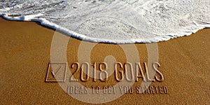 2018 Goals Text in the Beach Photo Image