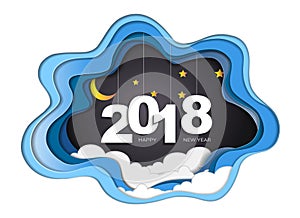 2018 happy new year concept, Symbols of beginning and celebration, Trendy template inspiration for your design.