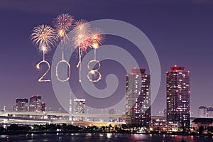 2018 Happy new year firework Sparkle at night, Odaiba,Tokyo,